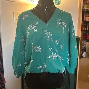 West Kei Teal Floral Blouse